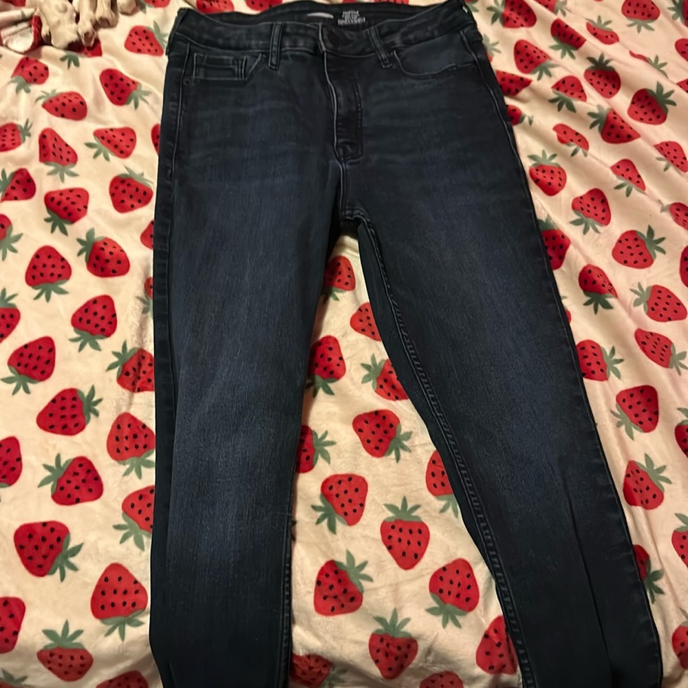 Skinny High Rise Blue Jeans, Size 8